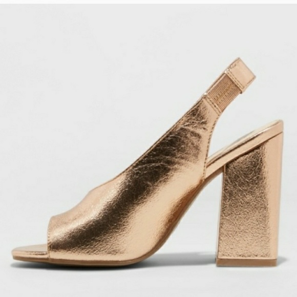 OPEN TOE VAMP SLINGBACK BLOCK HEELS SANDALS - Picture 2 of 2